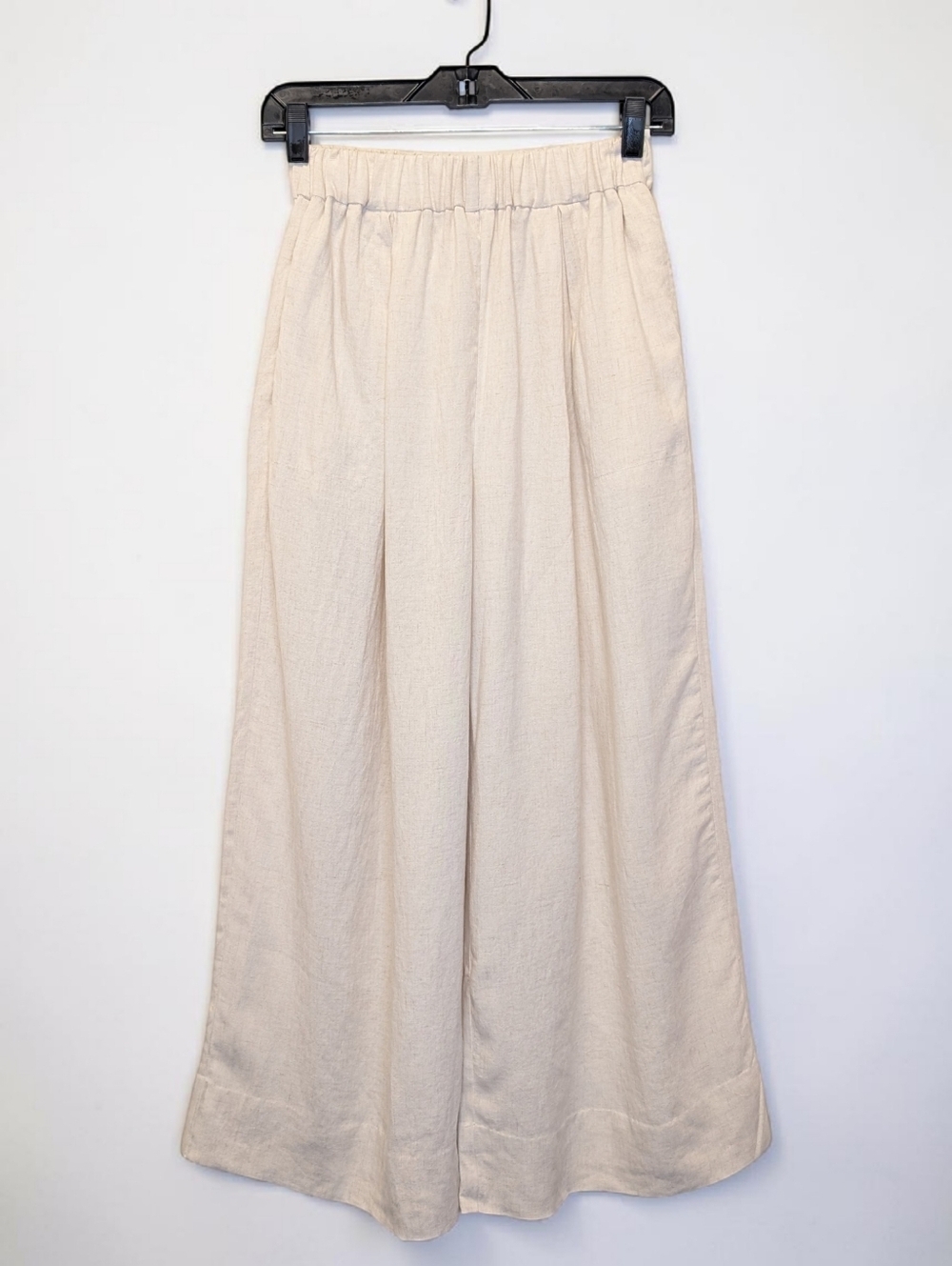 Lounge British Design Linen Blend Wide Leg Pants Cream Quiet Luxury XS